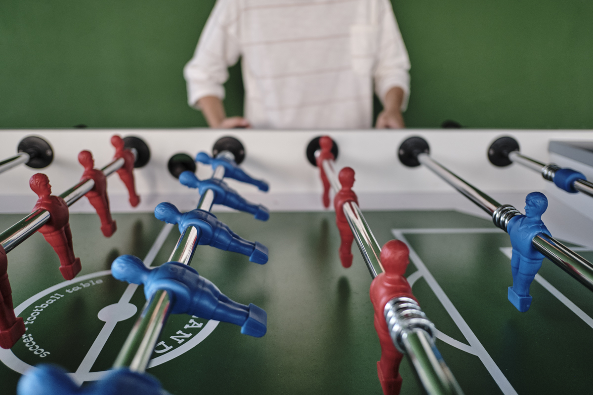 Foosball table in the kids club for older children