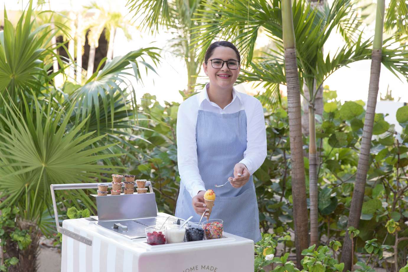 Ice cream being served in the Caribbean