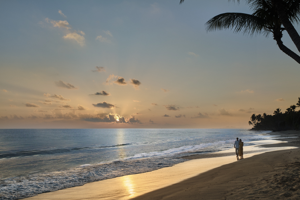 A beautiful sunset in the Caribbean at the beach