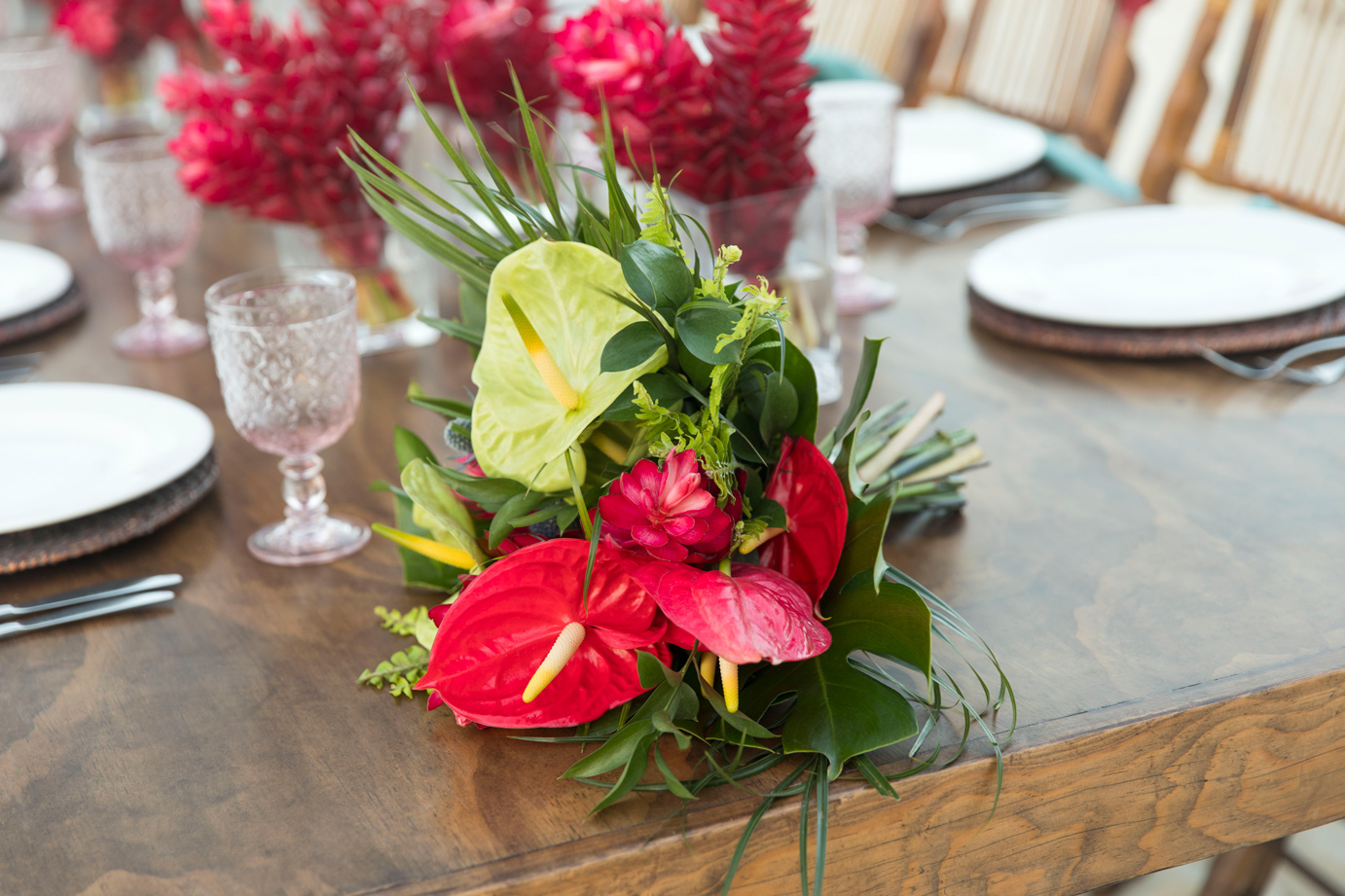 Artistic wedding photography of table decorations